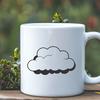 A graphic representation of a single cumulus cloud with soft, rounded edges.