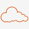 A simple vector design of a puffy cloud in shades of light gray.