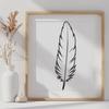 Beautiful Feather Silhouette A single, detailed feather with delicate lines and subtle texture, ideal for vector design and cutting machine applications.