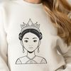 Free Clip Art Princess Character A regal female character in a classic princess attire, suitable for vector art and digital cutting projects.