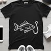 SVG vector design of a fish hook and fish for cutting machines and web design