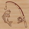 SVG fishing rod and fish vector art for DIY projects