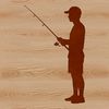 SVG vector art of fishing rod and fisherman for commercial use and free download