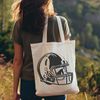 Iconic Football Logo SVG File A football helmet adorned with an American football logo, perfect for sport enthusiasts and designers creating vector art.
