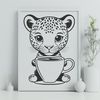 An SVG vector graphic image featuring the distinctive markings of a big cat commonly associated with coffee culture.