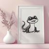Black and White Salamander Vector Illustration An illustration of a salamander in black and white, suitable for vector editing software like Illustrator or Procreate.