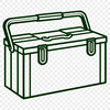 Free Vector Toolbox Icon for Commercial Use A set of icons and symbols related to tools and workshop equipment, presented in a vector format as a toolbox icon.