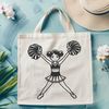 Free Vector Cheerleader Illustration A young girl wearing a cheerleading outfit, holding pom-poms and smiling.