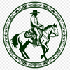 Western Hero SVG Icon A cowboy riding a horse in a western landscape, designed as a vector graphic.