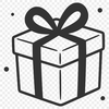A minimalist vector illustration of a gift box with decorative ribbons.