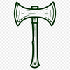 An illustration of a traditional woodcutter's axe with a curved blade and wooden handle.