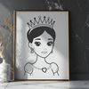 Female royalty illustration in vector format, suitable for digital crafting and design.