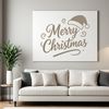 Vector illustration of a merry Christmas quote in bold font with festive holly and berries