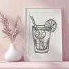 Detailed Vector Graphic of a Cocktail in a Glass A detailed illustration of a cocktail in a glass, designed as a vector graphic for digital and print use.