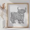 Beautiful Standing Highland Cow In DXF - Commercial Use