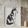 Unique Sitting Husky Vector Illustration - SVG