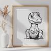 Unique Baby Dinosaur Vector Drawing