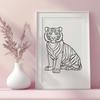 Beautiful Sitting Tiger - DXF