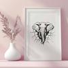Stylized Elephant Breaking Through Wall SVG A stylized illustration of an elephant breaking through a wall in vector format.
