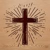 Iconic Cross Symbol A stylized illustration of a crucified figure on a cross, suitable for various designs and crafts.