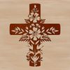 Cross Design with Floral Accents A simple illustration of a cross with floral motifs integrated into its design, suitable for various uses.