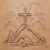 Christian Cross Symbol in Stylized Vector Format A stylized representation of a Christian cross symbol in vector format.