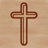 A simple line drawing of a crucifix, a religious symbol featuring a cross with the figure of Jesus Christ.