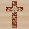 A religious symbol featuring a cross with intricate design elements.