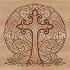A detailed illustration of a Christian crucifix with intricate details and design elements.