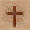 A simple vector illustration of a traditional Christian crucifix with intricate details.