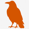 A simple silhouette design of a crow in black outline form.