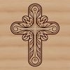 A traditional ornate crucifix made up of intersecting lines and symbols.