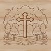 A simple crucifix design featuring intersecting beams forming a cross shape.
