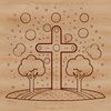 A metal crucifix with intricate details, suitable for use in vector graphics or digital designs.