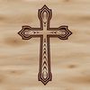 A detailed illustration of a cross with a body and arms, commonly used in religious contexts.