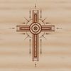 An SVG design of a Christian crucifix symbol, ideal for use in digital art projects or laser cutting and engraving.