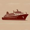 Calm Seas Nautical Vector Nautical vessel sailing on calm waters in the distance, depicted as a vector design.