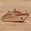 Nautical Dream Cruise Ship Illustration Illustrative design of a cruise ship navigating through calm waters with sailboats in the background.