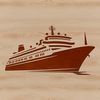 Elegant Voyage Illustration A stylized illustration of a large cruise ship sailing on calm waters.
