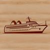 Calm Waters Modern Cruiser SVG A stylized illustration of a modern cruise ship navigating through calm waters, suitable for vector design projects.