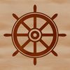 Nautical Ship's Wheel Design A simple nautical-themed vector design featuring a ship's wheel in the foreground.