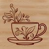 A stylized illustration of a cup with a simple, modern design.