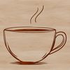 A simple illustration of a coffee cup with a handle and rim, suitable for vector design and cutting machine applications.
