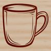 A simple illustration of a standard-sized cup with a rounded body and a handle.