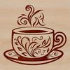Free Transparent Coffee Cup SVG A white ceramic coffee cup with floral pattern on a transparent background.
