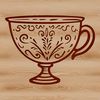 A simple vector illustration of a cup with a rounded body and handle.