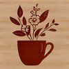 Illustrative cup design with floral patterns, ideal for digital art projects.