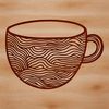 A white ceramic coffee cup with a handle on either side, ideal for hot beverages.