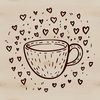 A simple cup design with love hearts incorporated into the pattern.
