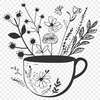 Artistic Coffee Cup In DXF - For Free Download, Commercial Use